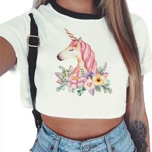 New Beautiful Unicorn Crop Top (As Photo)